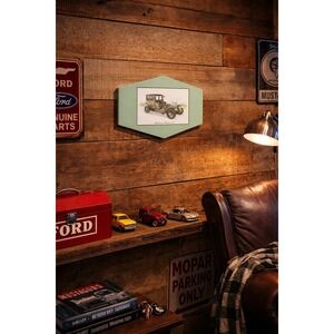 Vintage Panhard & Levassor 1912 Automobile Wall Plaque Teal 11.5 x 8